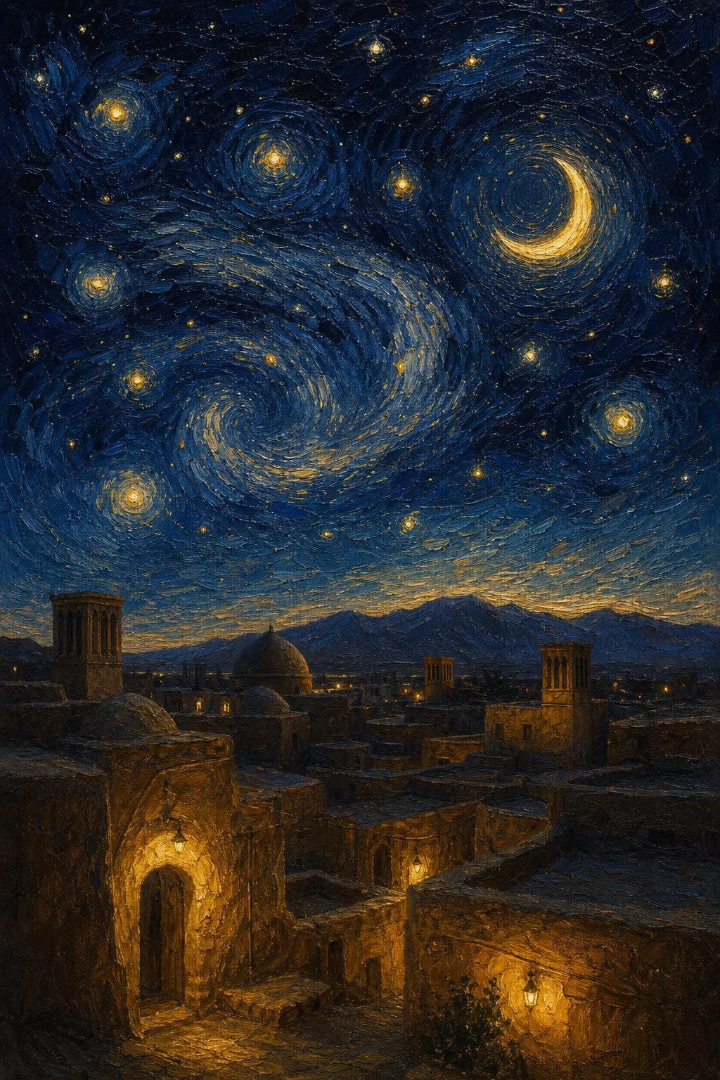 آسمان پرستاره بر فراز شهر